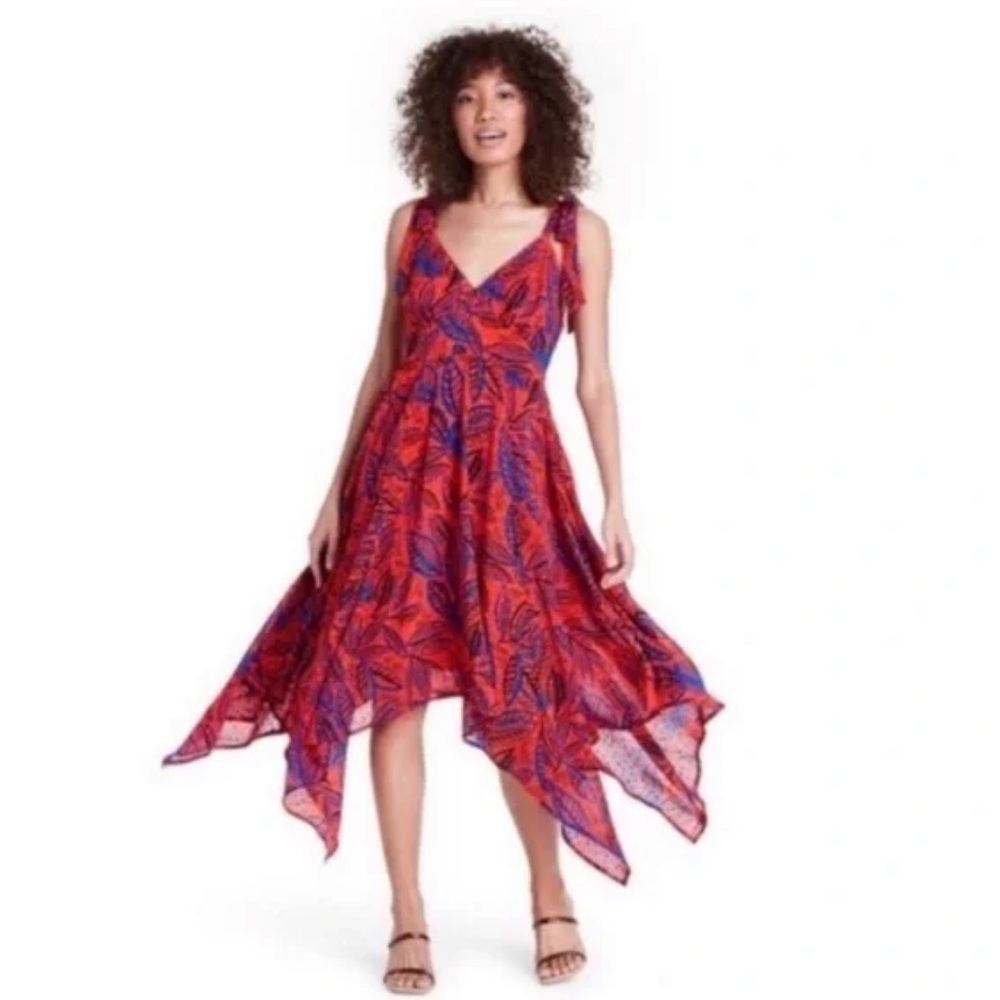 Size XXS Alexis for target Red tropical leaf dress